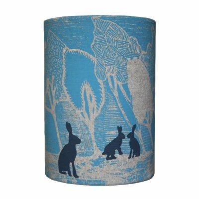 Preview image for Handmade Designer Lampshade - Blue Night, Brown Hares