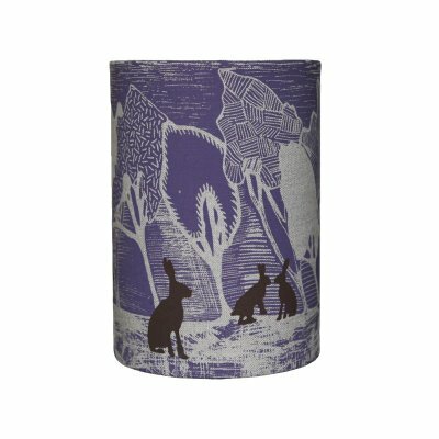 Preview image for Handmade Designer Lampshade - Purple Night, Brown Hares