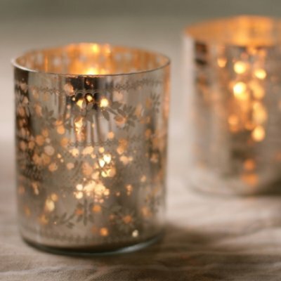Preview image for Glass Tea Light Holder - Sparkling Silver
