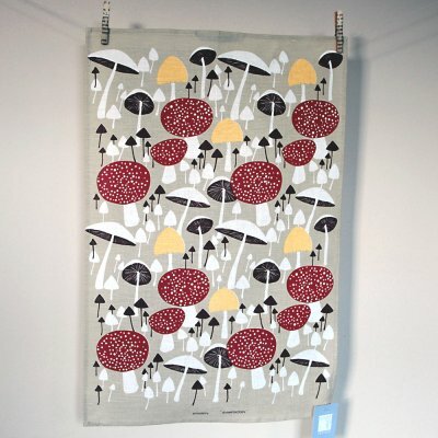 Preview image for Vintage Print Tea Towel - Mushrooms - Scandinavian design