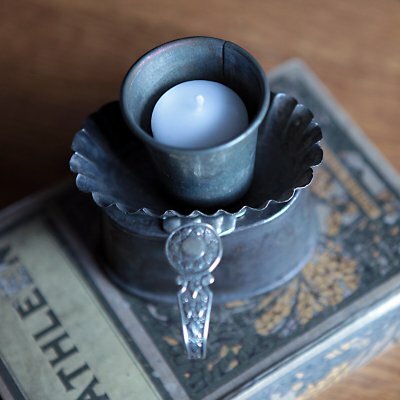 Preview image for Vintage Tin Candle Holder - Oblong Design